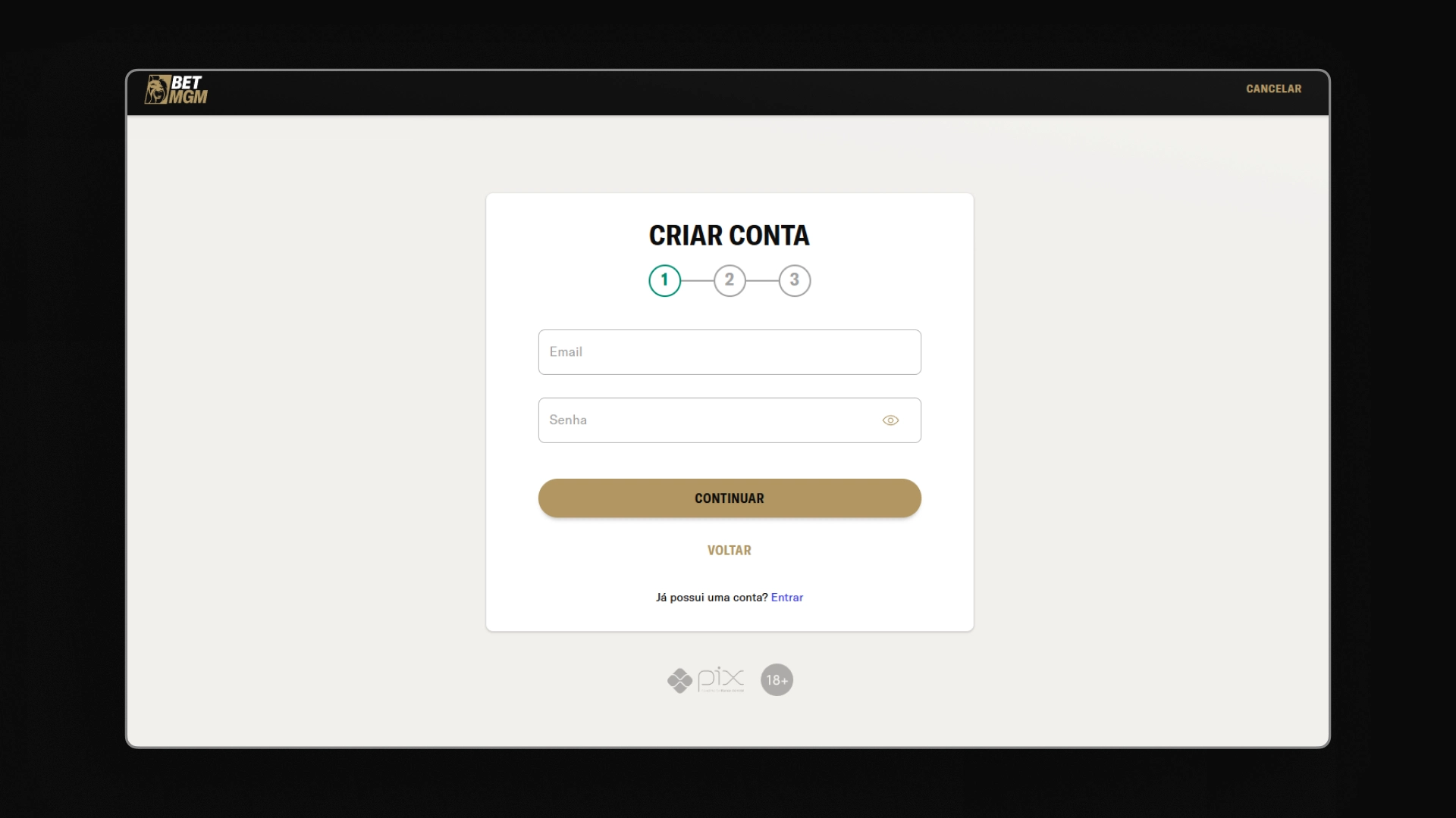 imagem cadastro BetMGM