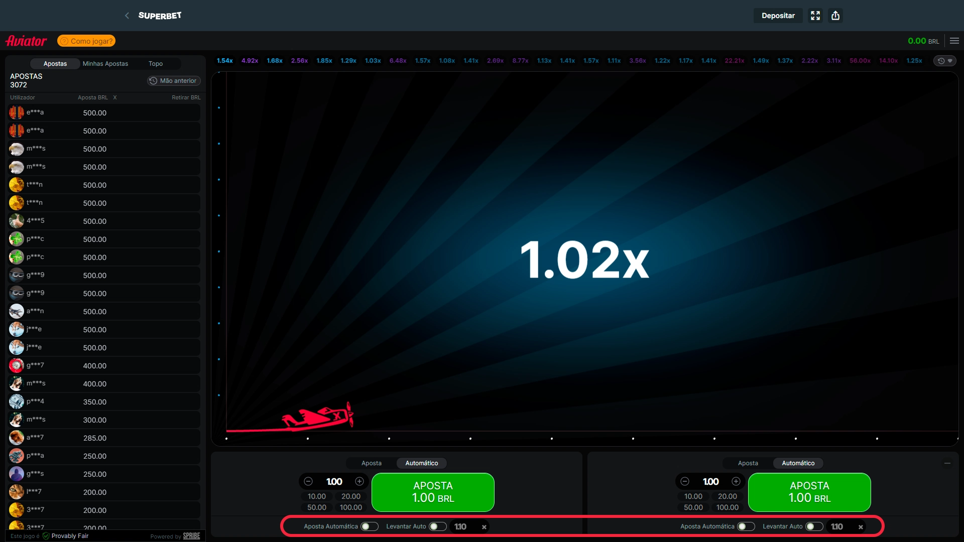 imagem captura Apostas e Saques Automáticos Aviator Superbet