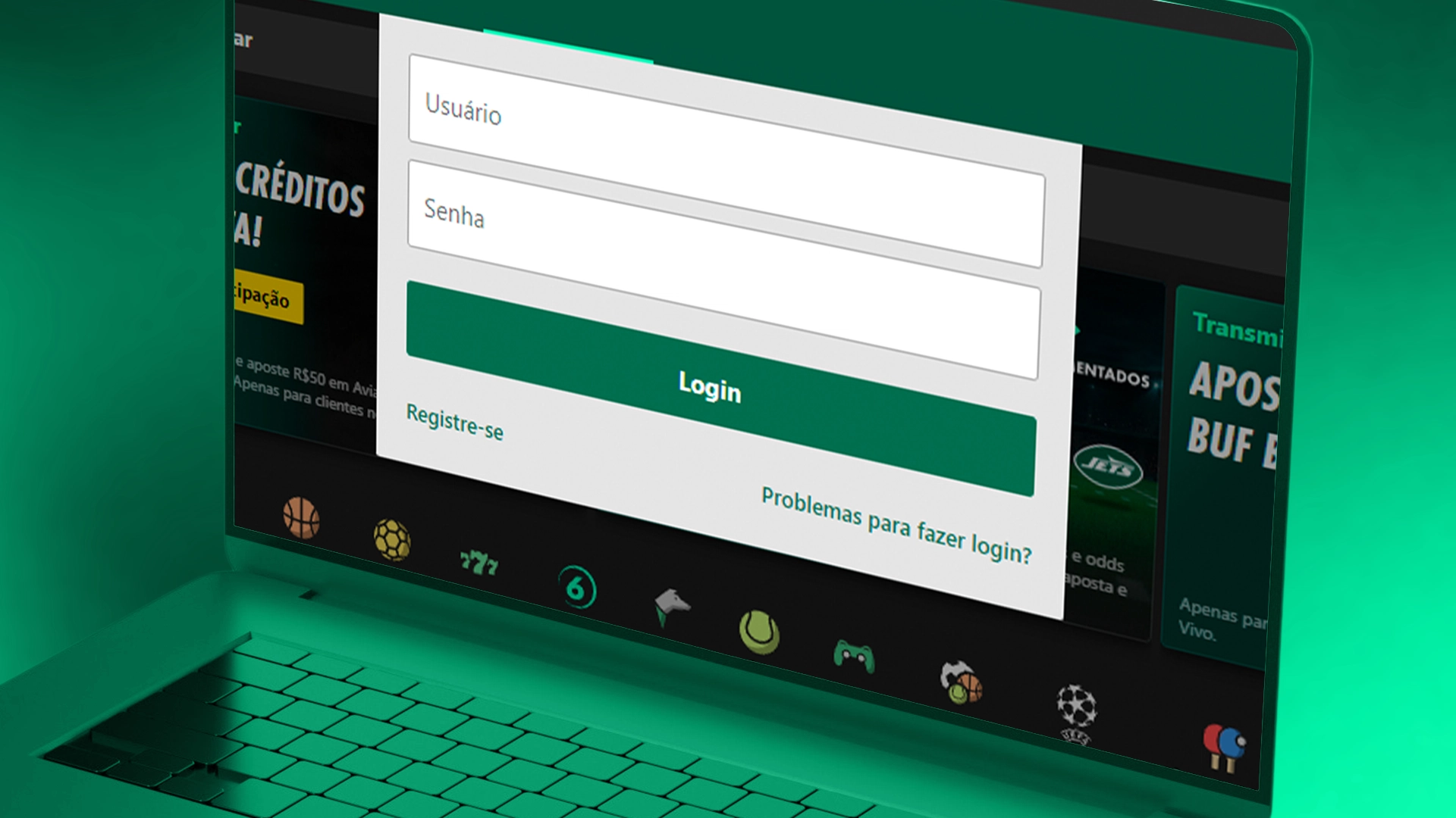 imagem captura área de login Bet365