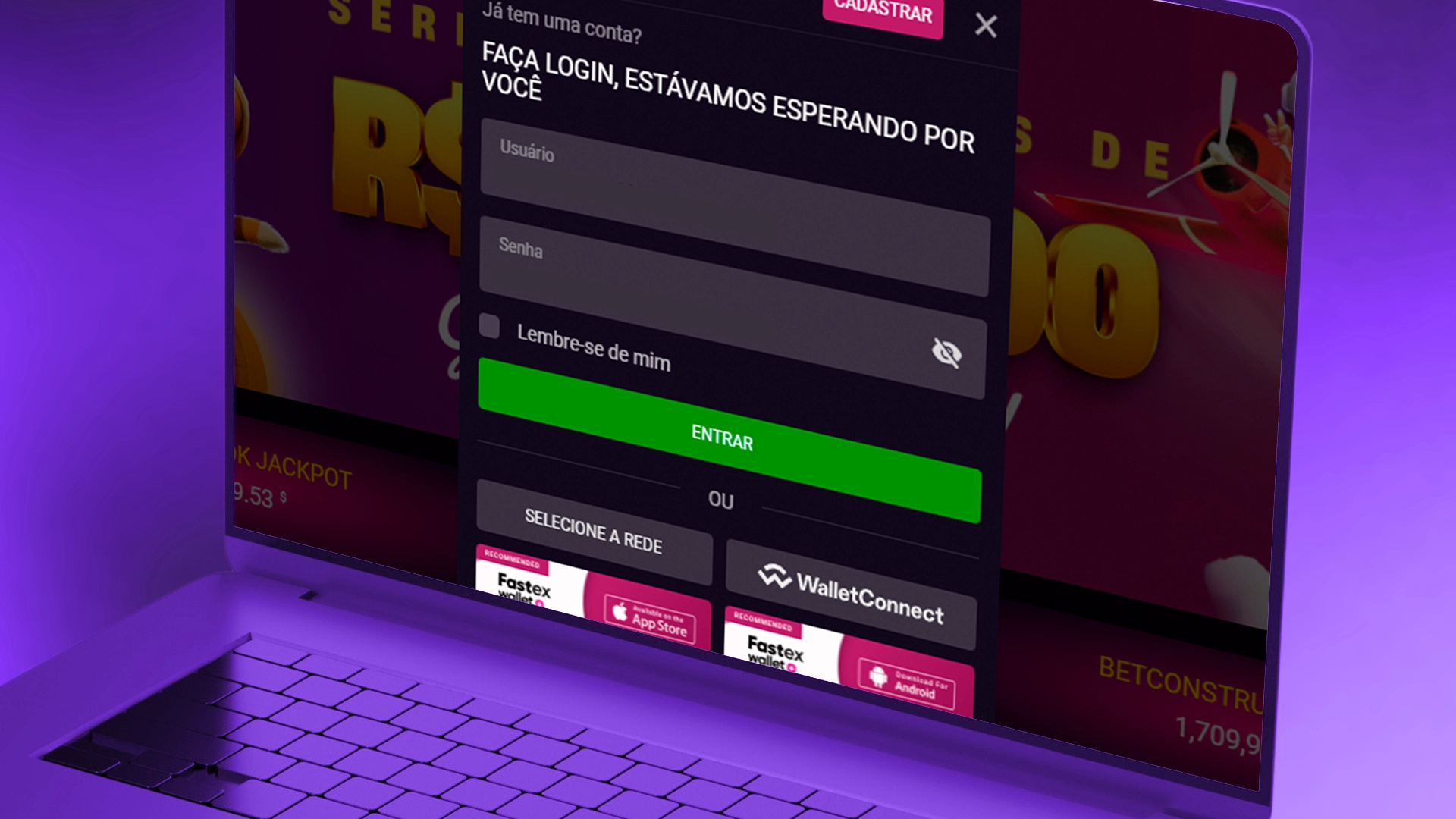 imagem captura área de login Vbet