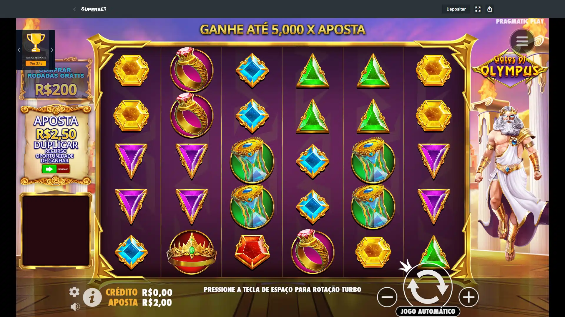 imagem captura demo Gates of Olympus Superbet