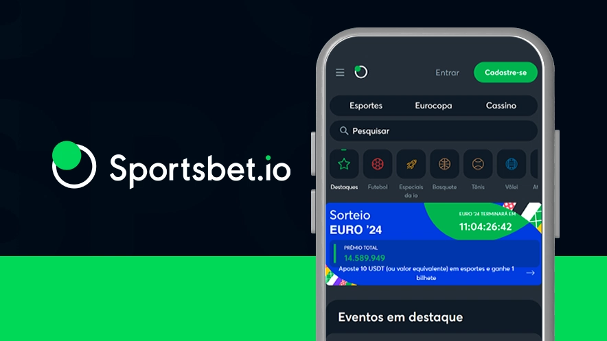 Imagem mostra smartphone aberto no app da Bet7k ao lado da logomarca da Sportsbet.io