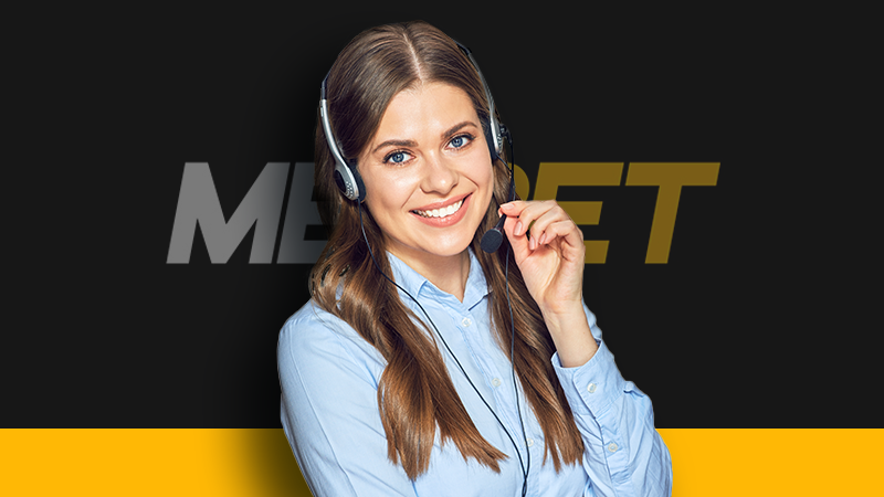 Imagem mostra atendente sorrindo e a logomarca da Melbet