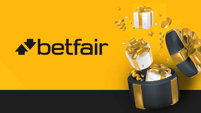 Imagem mostra caixas de presentes ao lado da logomarca da Betfair