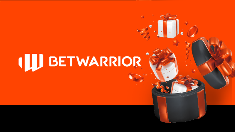 Imagem mostra caixas de presentes ao lado da logomarca da Betwarrior