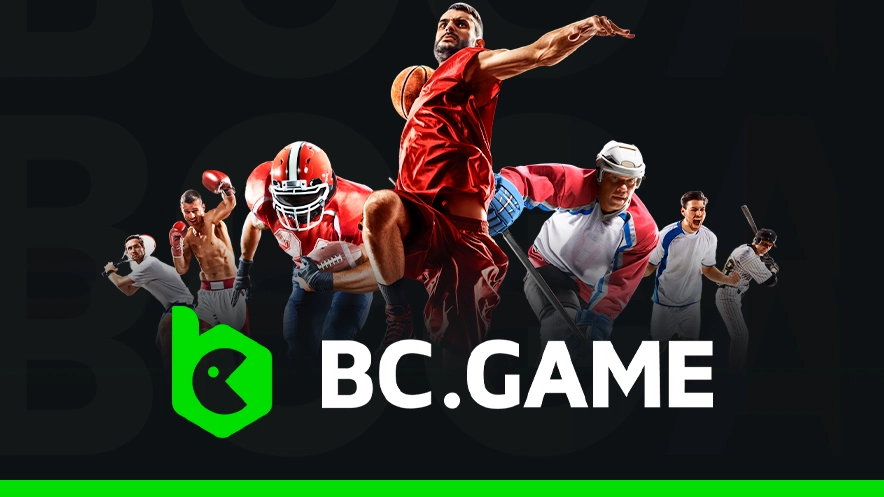 Imagem mostra jogadores de diversas modalidades esportivas e a logomarca da BC Game