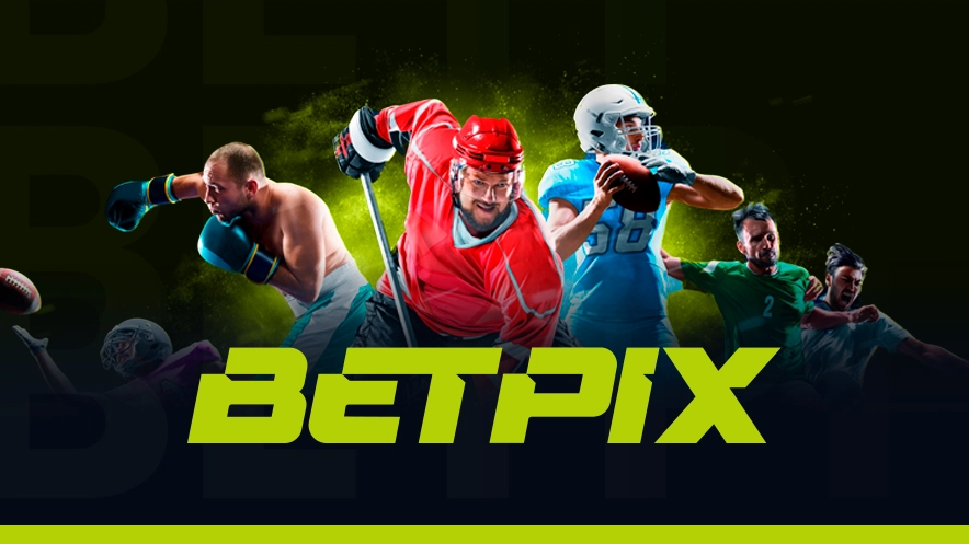 Imagem mostra jogadores de diversas modalidades esportivas e a logomarca da Betpix