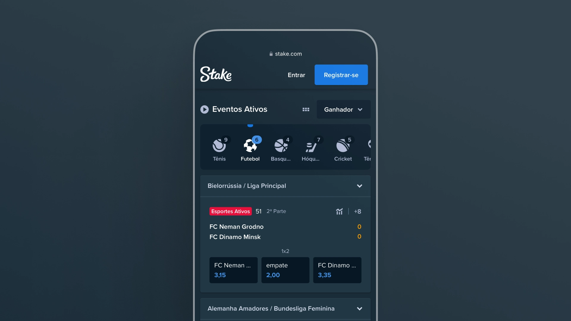 imagem mockup mobile app Stake