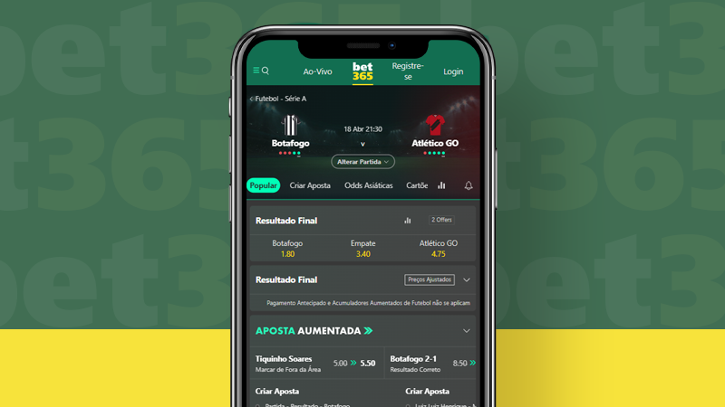 Imagem mostra smartphone aberto na página de apostas da Bet365