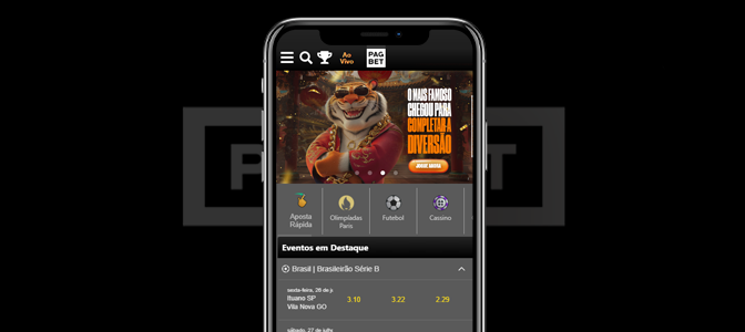 Imagem mostra smartphone aberto na página principal da Pagbet