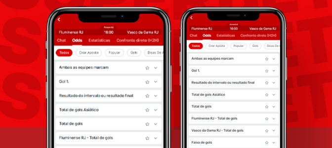 Imagem mostra smartphones abertos na página de apostas da Superbet