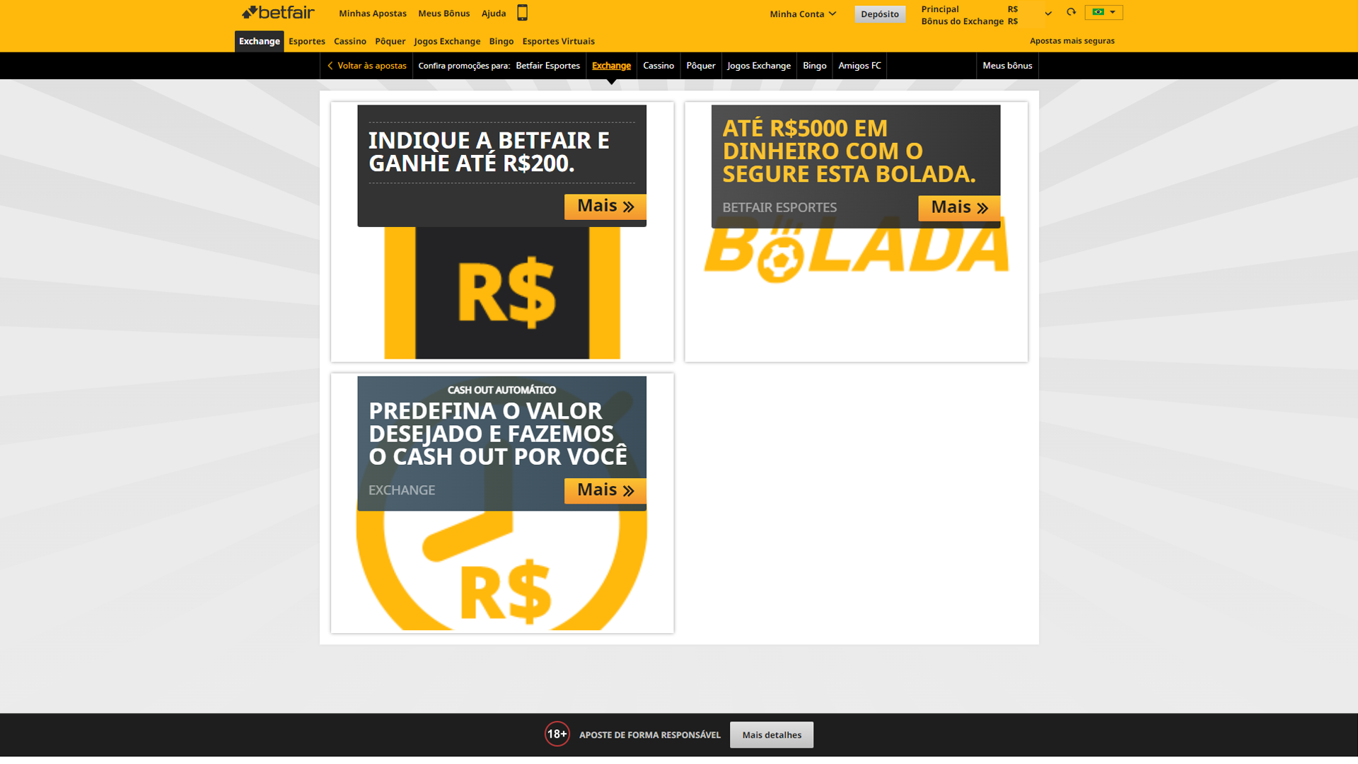 Print mostra página de ofertar da Betfair