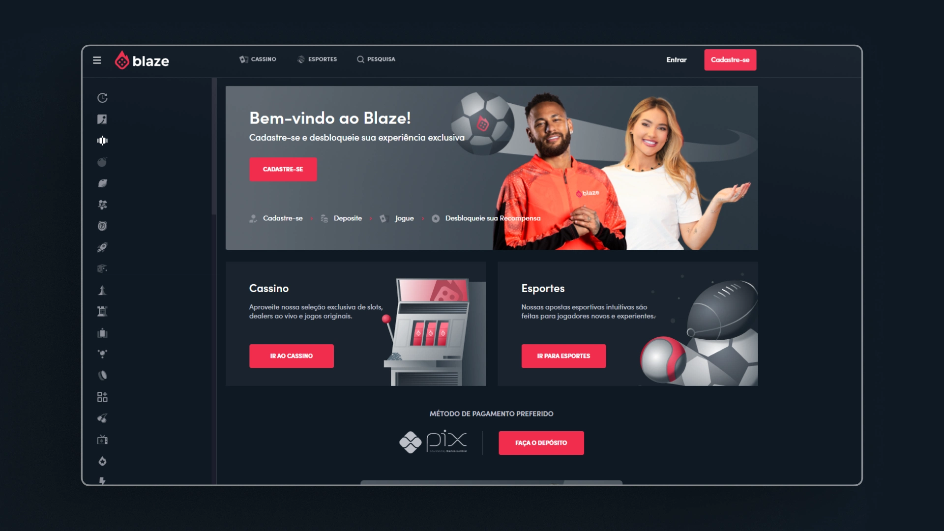 screenshot pagina inicial blaze