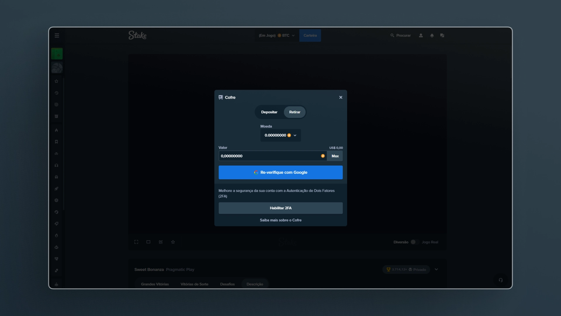 screenshot saque Stake