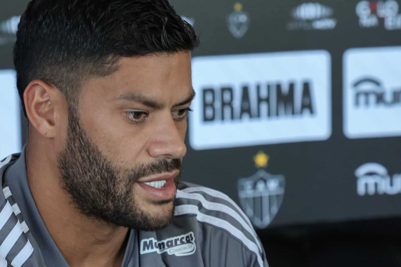 Hulk durante entrevista coletiva no Atlético-MG (foto: Pedro Souza/Atlético-MG)