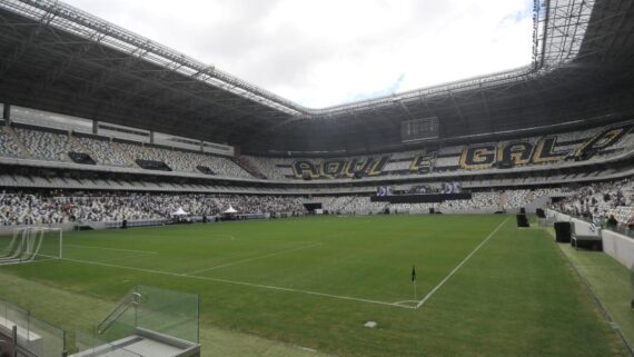 Parte interna da Arena MRV, novo estádio do Atlético-MG. (foto: Gladyston Rodrigues/EM/DA.)
