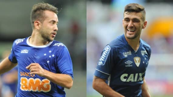 Everton Ribeiro e Arrascaeta (foto: Montagem de fotos de Alexandre Guzanshe e Gladyston Rodrigues)