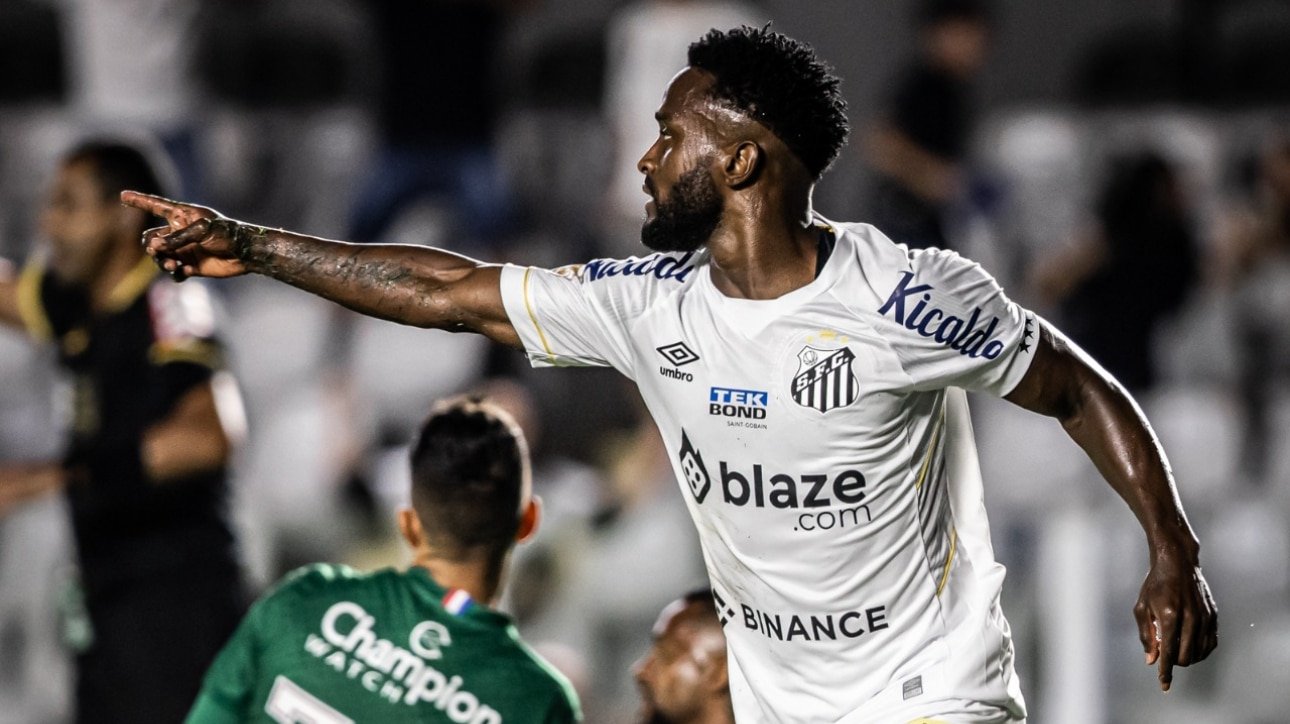 Mendoza marcou o segundo gol santista na vitória por 3 a 0 sobre o Bahia (foto: Twitter do Santos)