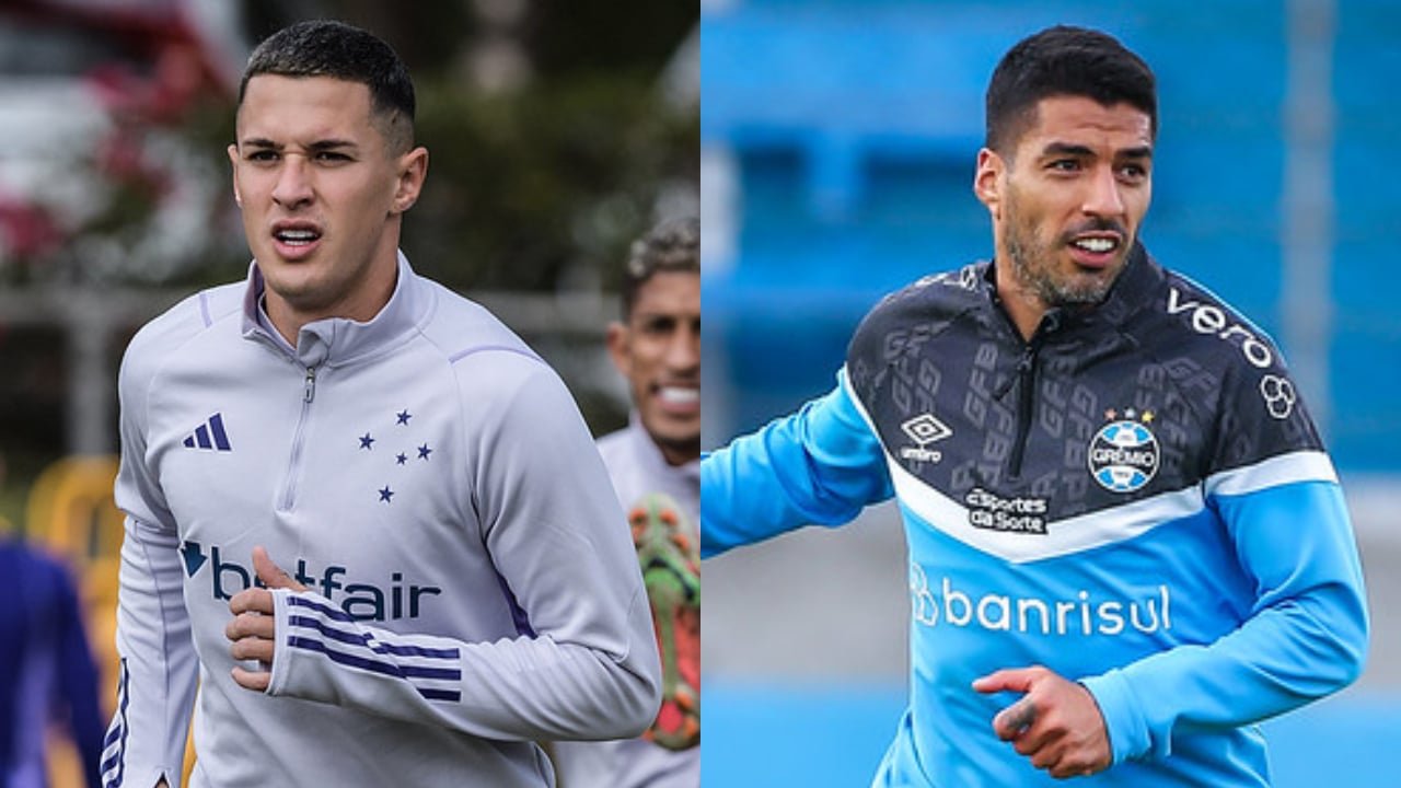 Mateus Vital, do Cruzeiro (à esquerda), e Luis Suárez, do Grêmio (à direita) (foto: Montagem de fotos de Gustavo Aleixo/Cruzeiro e Lucas Uebel/Grêmio)