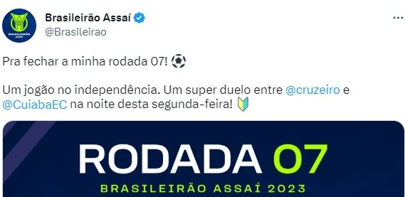 Na rede social, perfil oficial do Brasileirão comete gafe - (foto: Reprodução/Twitter)