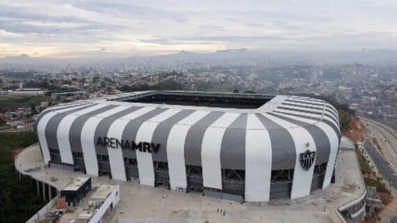 Arena MRV, estádio do Atlético-MG, em fase final de construção (foto: Douglas Magno / AFP)