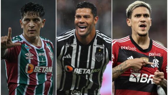 Artilheiros Brasil 2023 (foto: Marcelo Gonçalves / Fluminense FC, Ramon Lisboa/EM/D.A Press e Instagram de Pedro)