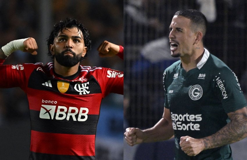 Flamengo e Goiás se enfrentam pela quinta rodada do Campeonato Brasileiro (foto: Luis Robayo/AFP e Juan Mabromata/AFP)