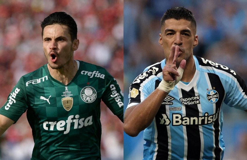 Palmeiras e Grêmio se enfrentam pela quinta rodada do Campeonato Brasileiro (foto: Juan Mabromata/AFP e Silvio AVILA / AFP)