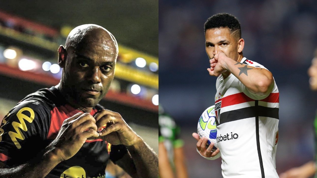 Vagner Love, do Sport, e Luciano, do São Paulo (foto: Rafael Bandeira / Sport e Paulo Pinto / saopaulofc.net)