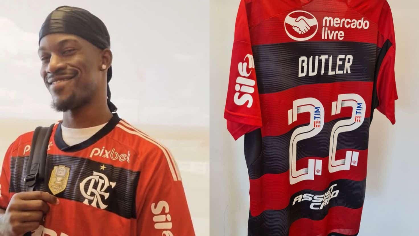 Jimmy Butler ganhou camisa personalizada do Flamengo (foto: Flamengo/Divulgação)