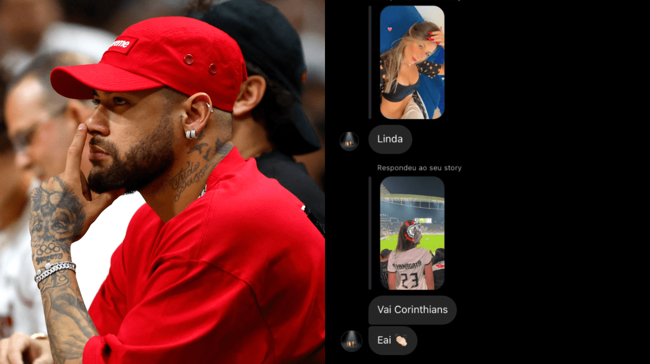 À esquerda, Neymar, à direita, print de Isis (foto: Mike Ehrmann/Getty Images North America/AFP; Reprodução Twitter)