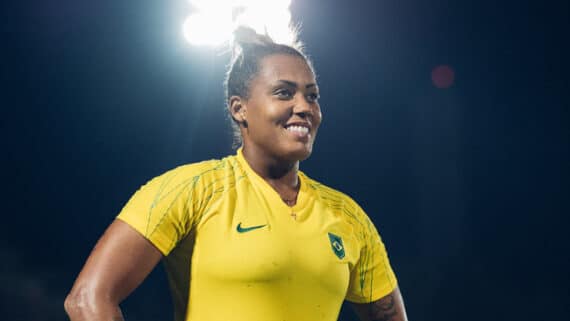 Bárbara, goleira da Seleção, em treino do Brasil (foto: Sam Robles/CBF)