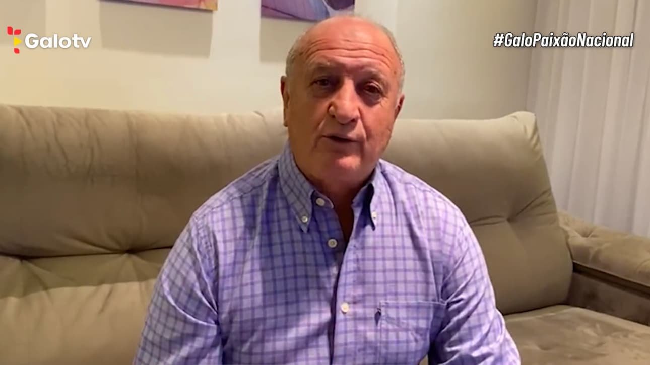 Felipão falando pela primeira vez como técnico do Atlético-MG (foto: Reprodução GaloTV)