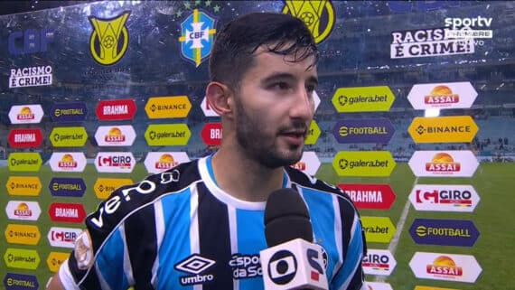 Villasanti em entrevista ao SporTV após vitória do Grêmio sobre América-MG (foto: Reprodução SporTV)