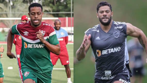 Keno e Hulk (foto: Marcelo Gonçalves/Fluminense e Pedro Souza/Atlético-MG)