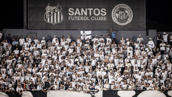 Torcida do Santos durante jogo na Vila Belmiro (foto: Raul Baretta/ Santos)