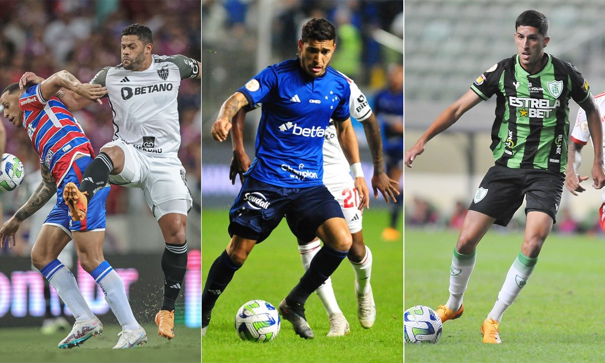 Fortaleza x Atlético-MG, Cruzeiro x São Paulo e América-MG x Internacional (foto: Pedro Souza/Atlético, Ramon Lisboa/EM D.A Press e Alexandre Guzanshe/EM D.A Press)