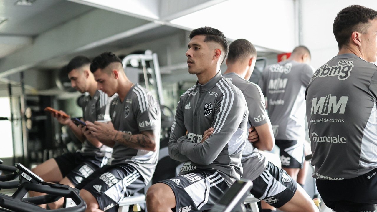 Jogadores do Atlético em treino na Cidade do Galo (foto: Pedro Souza/Atlético-MG)