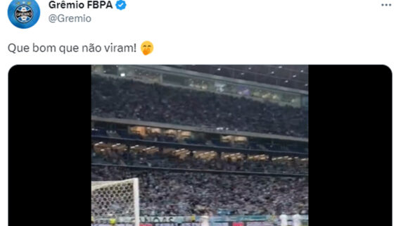 Print de provocação do Grêmio ao Cruzeiro no Twitter depois da classificação às quartas de final da Copa do Brasil (foto: Reprodução/Twitter)