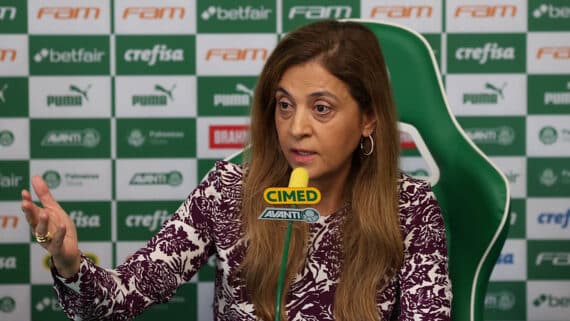 Presidente do Palmeiras, Leila Pereira, concede entrevista (foto: Cesar Greco/Palmeiras)
