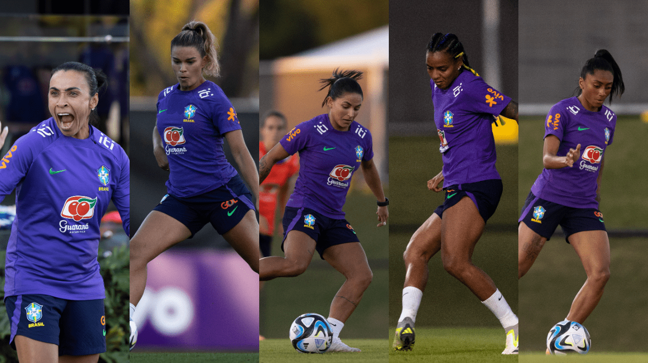 Marta, Tamires, Debinha, Geyse e Kerolin (foto: Thais Magalhães/CBF)