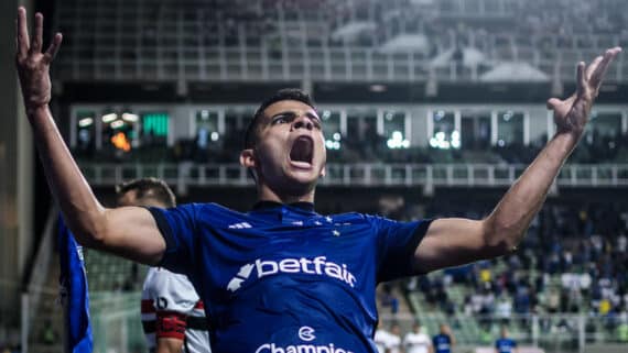Bruno Rodrigues comemora gol contra São Paulo (foto: Gustavo Aleixo/Cruzeiro)