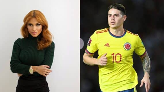 Fernanda Campos (esquerda) e James Rodríguez (direita) (foto: Reprodução/Instagram e Yuri CORTEZ / AFP)