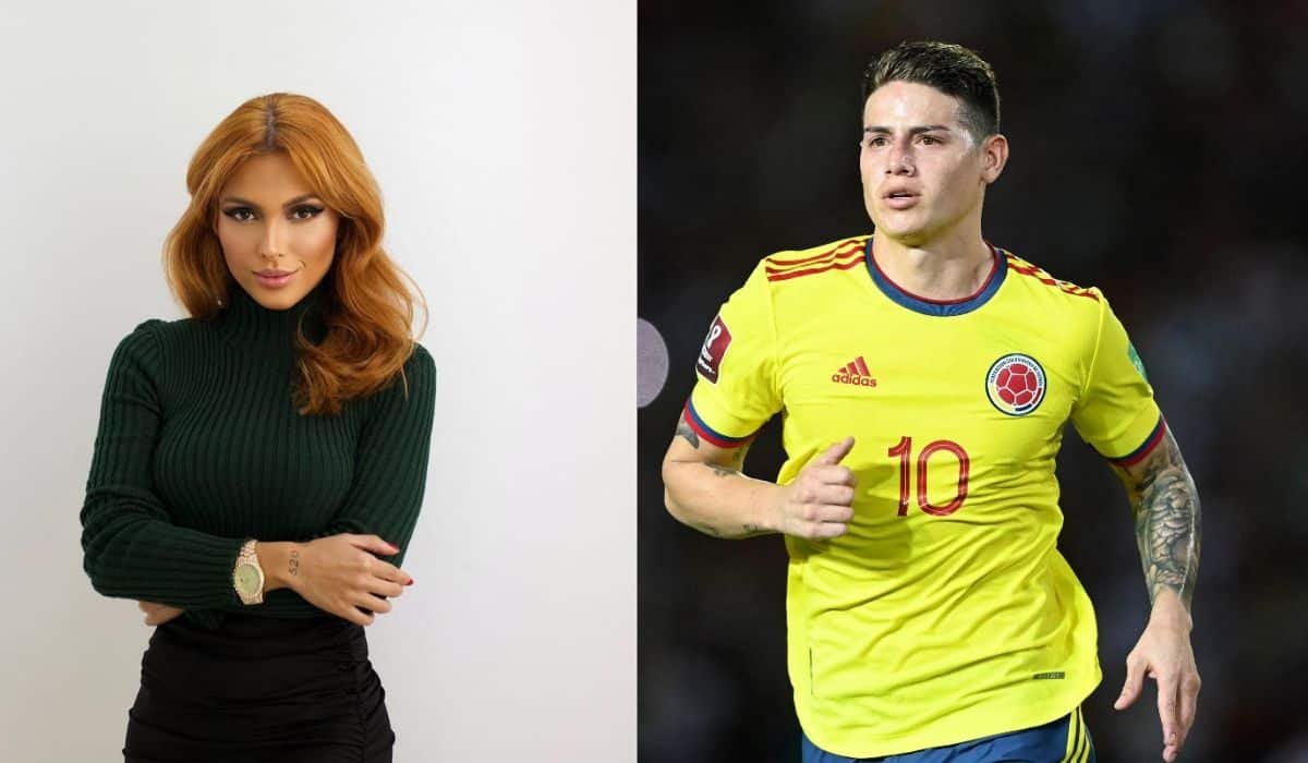 Fernanda Campos (esquerda) e James Rodríguez (direita) (foto: Reprodução/Instagram e Yuri CORTEZ / AFP)