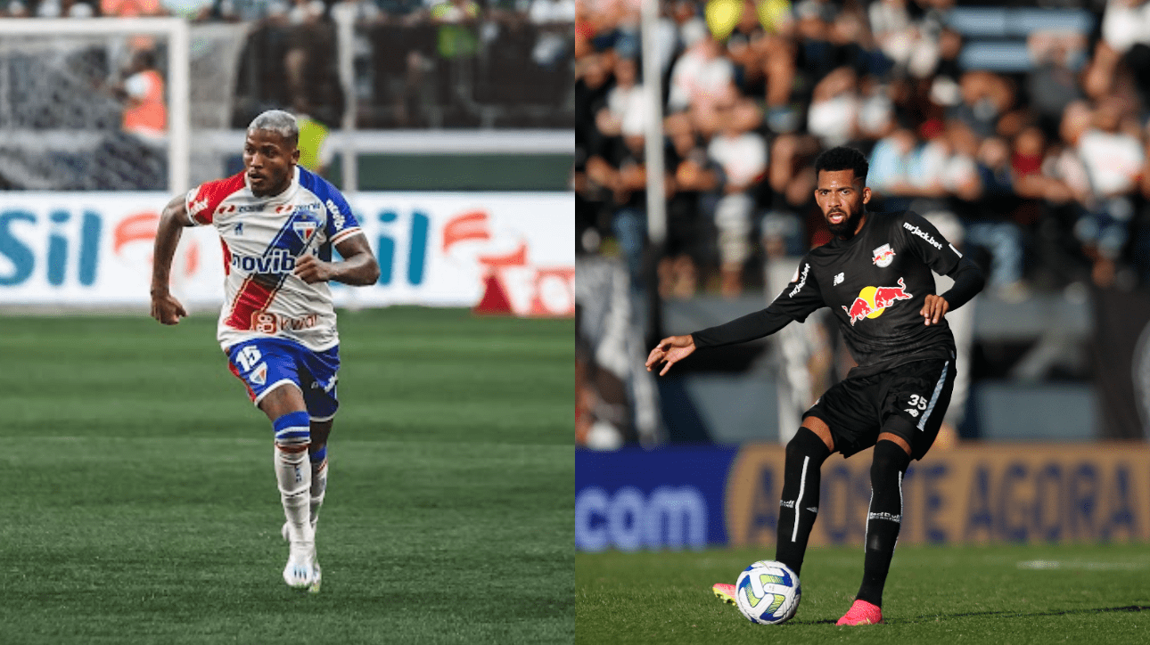 À esquerda, Marinho; à direita, Matheus Fernandes (foto: Felipe Cruz; Ari Ferreira/Red Bull Bragantino)