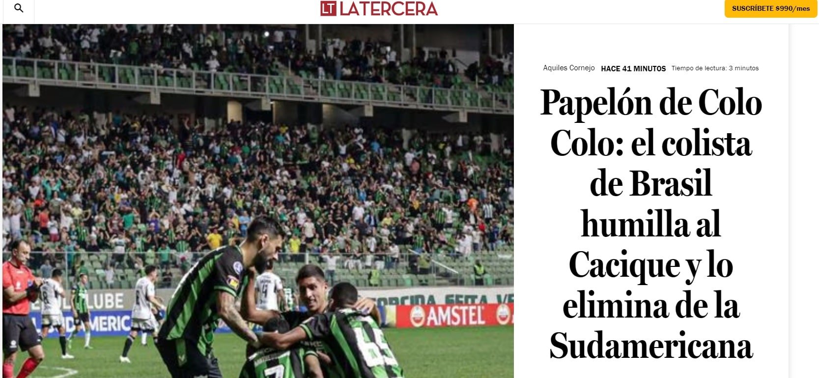 Site chileno (foto: Reprodução/La Tercera)