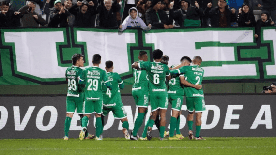 Jogadores da Chapecoense comemorando gol (foto: Tiago Meneghini/ACF
)