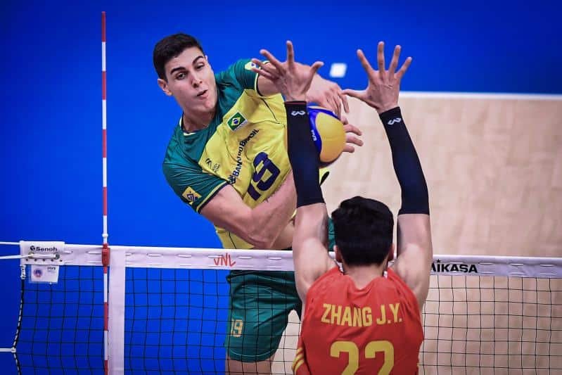 Seleção Brasileira em quadra pela Liga das Nações de Vôlei Masculino (foto: Foto: VNL/Divulgação)