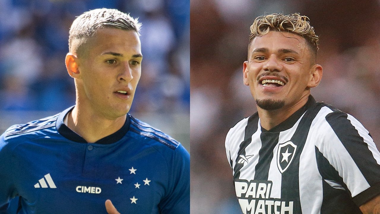 Mateus Vital, do Cruzeiro, e Tiquinho Soares, do Botafogo (foto: Staff Images/Cruzeiro e Vitor Silva/Botafogo)