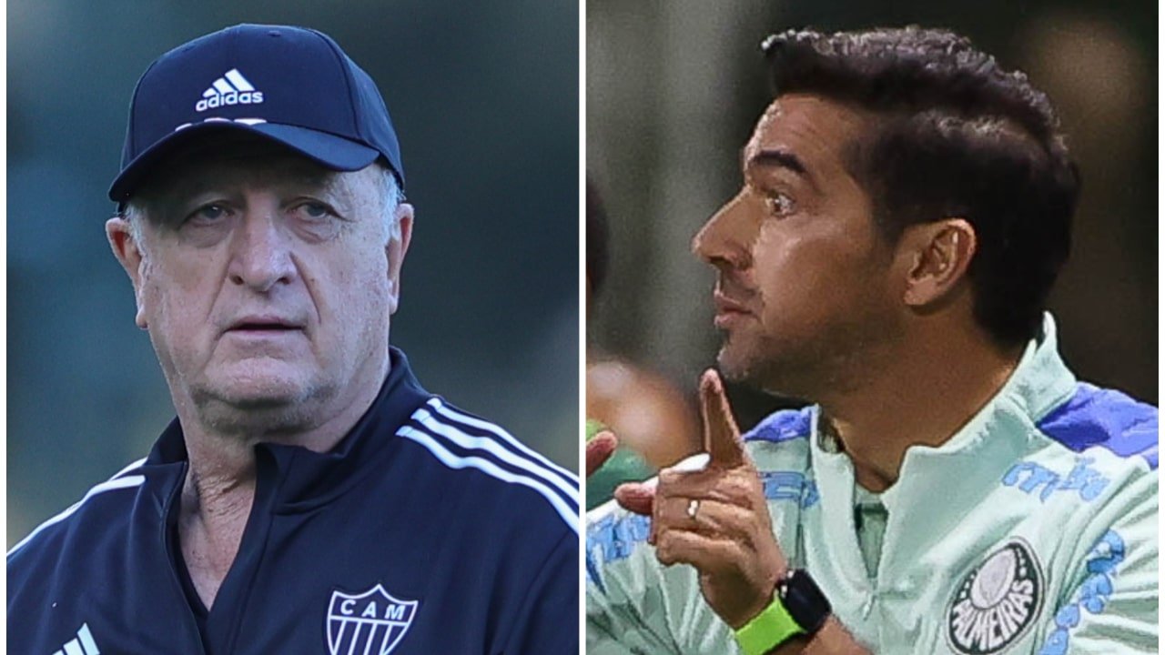 Felipão, técnico do Atlético-MG, e Abel Ferreira, técnico do Palmeiras (foto: Pedro Souza/Atlético-MG e Cesar Greco/Palmeiras/by Canon)